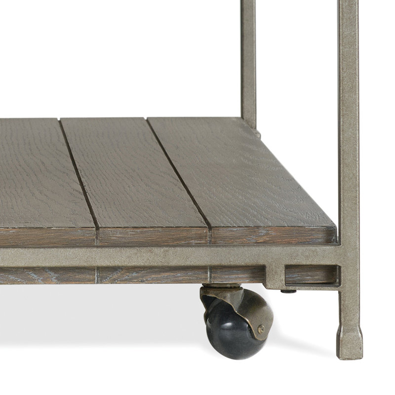 Table basse rectangulaire avec plateau en bois manufacturé et tablette