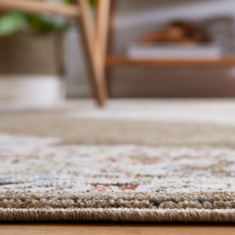 Sierra Ivory and Olive Green Hand-knotted Wool Rug 4' x 6'