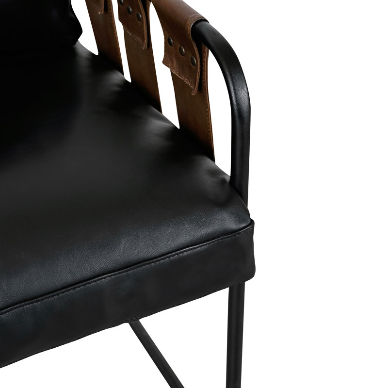 Toluca Accent Chair Black, Black Genuine Leather