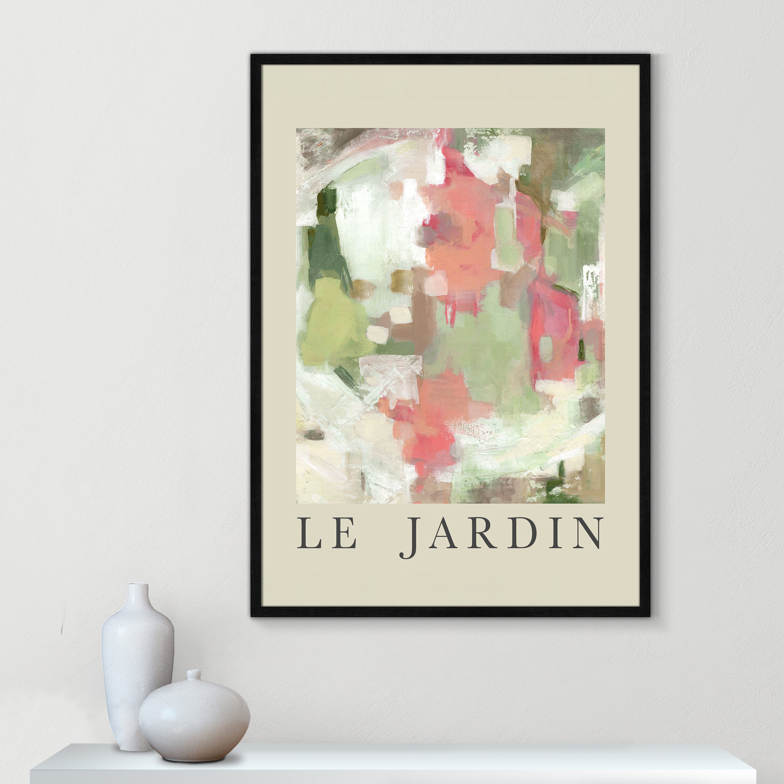 Riya "Le Jardin" Print by Carol Robinson, Black Single Picture Frame, No, 41.5" H x 29.5" W x 0.75" D