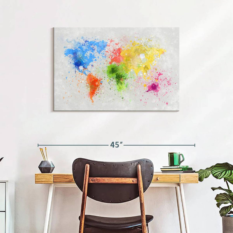 Carte du monde artistique Aliaz, H 24 po x l 36 po