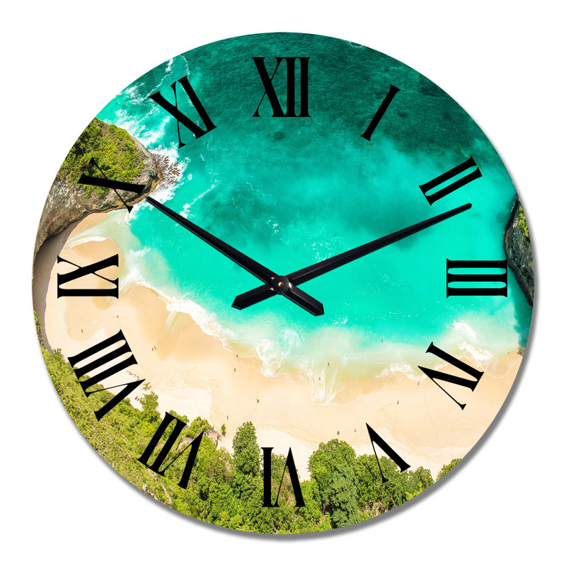 Vue aérienne de la plage tropicale turquoise I - Horloge murale nautique et côtière, Grand