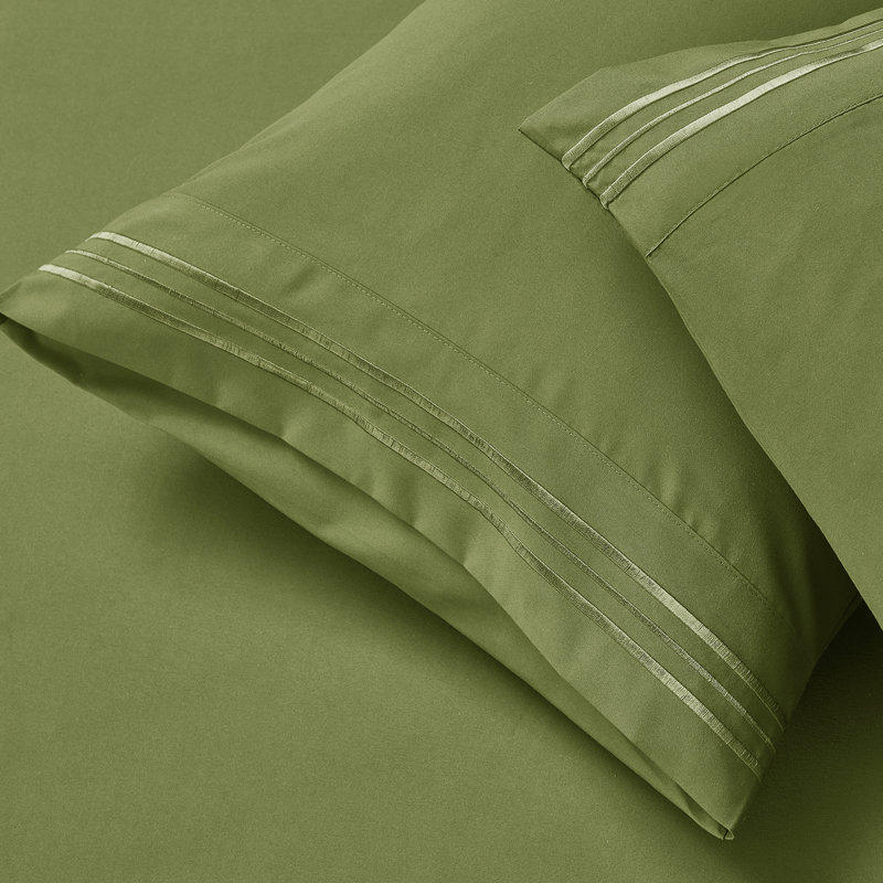 Ensemble de draps hypoallergéniques à double brossage 1800 Series, Ensemble de draps pour grand lit avec 2 taies d'or