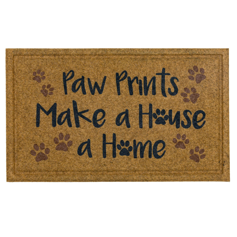 Paw Prints Home Multicolor Novelty Weather Resistant Door Mat