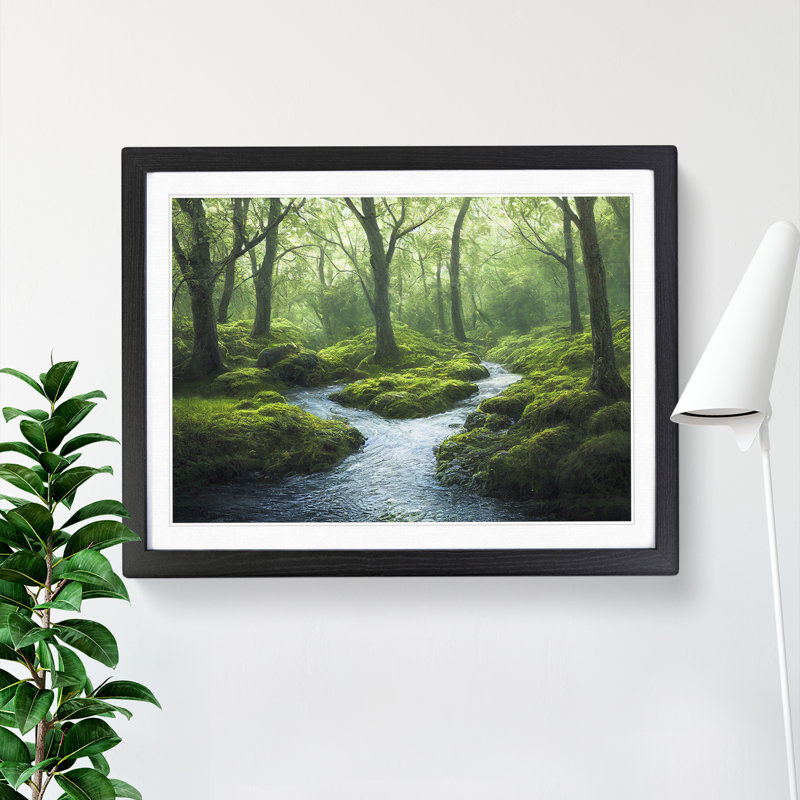 XH1022-6339X Mysterious Forest Stream Vol.2 - Single Picture Frame Print, Black , 46cm H x 64cm W x 2cm D