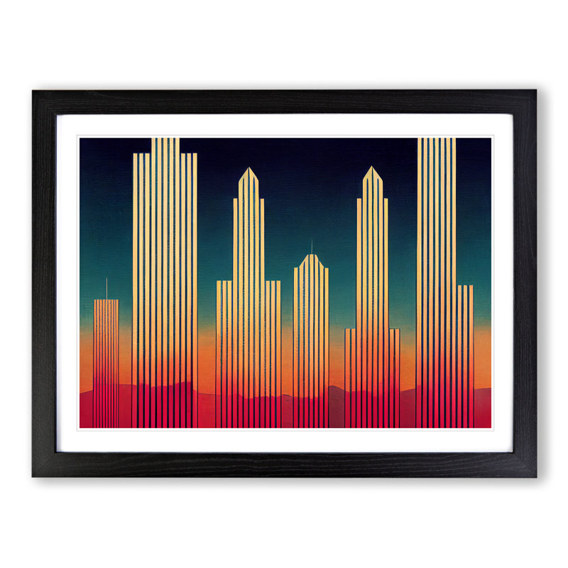 Intense Skyscraper Skyline - Framed Print, Black, 46cm H x 64cm W x 2cm D