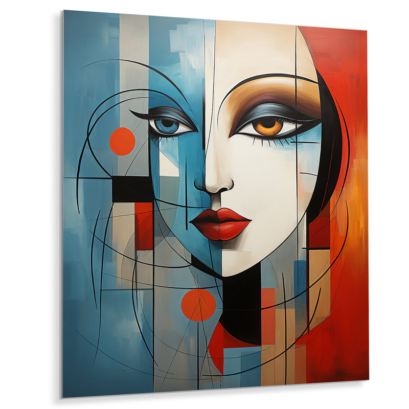 Cubisme géométrique, portrait V - cubisme, art mural en métal, salon, H 20 po x l 12 po x P 1 po