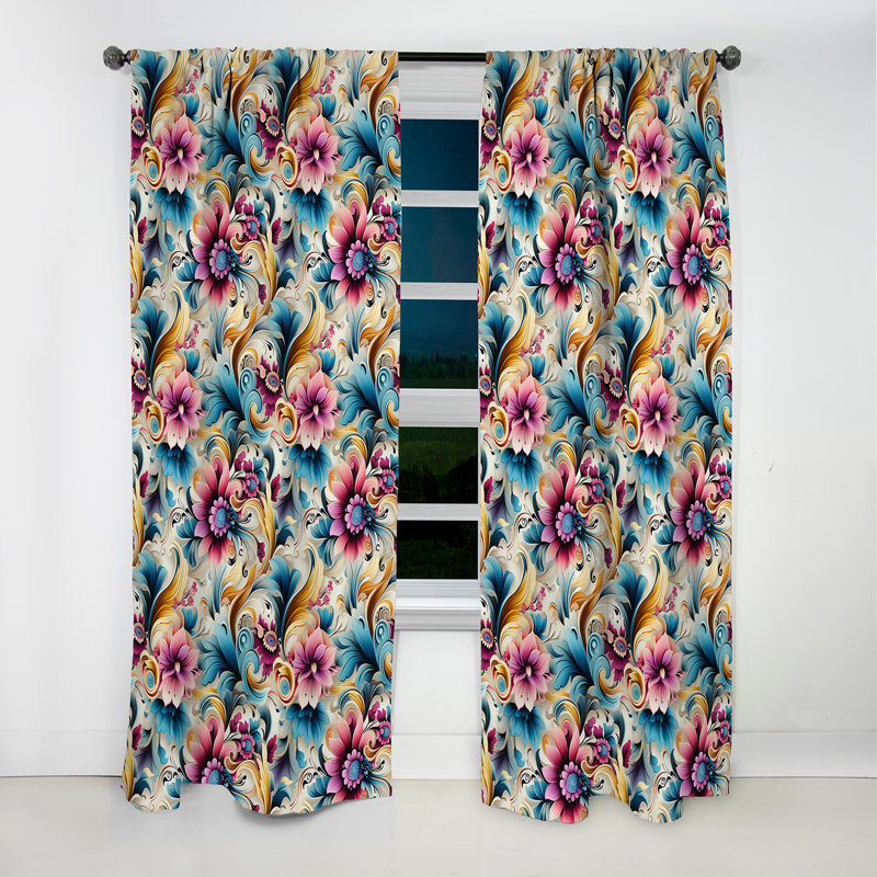 Vintage Paisley Floral Flightiness I - Floral Curtain - Blackout Floral Curtain - 1 Panels, 52" W x 90" L