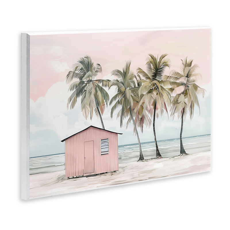  «Pink Beach Hut & Palms» par Arlington Prints, H 10 po x l 15 po