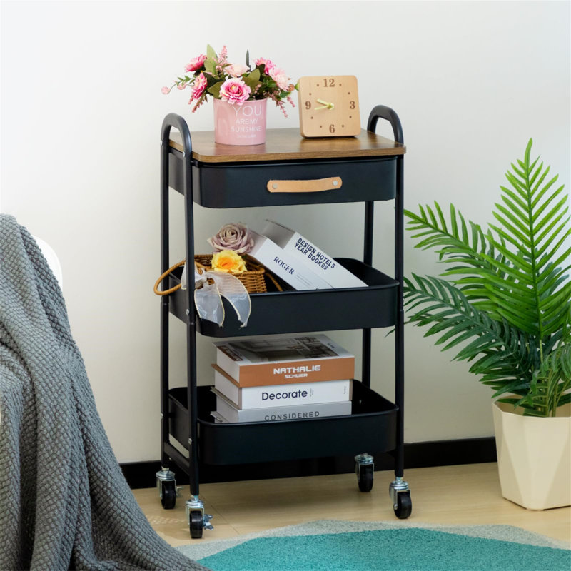 Lakemoore Metal Bar Cart, Black