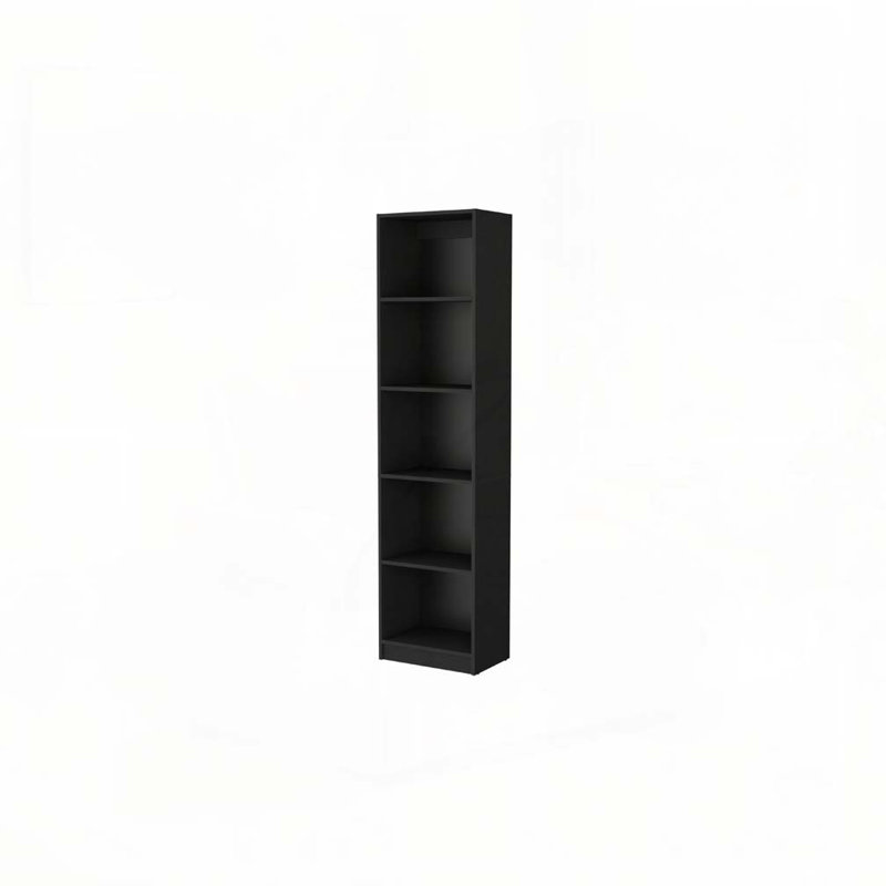 Bibliothèque mince Zachary, Noir, (5 tablettes) H 72 po x l 11,7 po x P 17,7 po