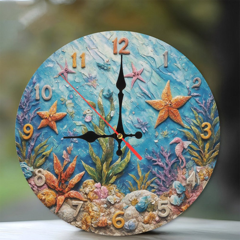 Underwater Clock Face With Marine Life
