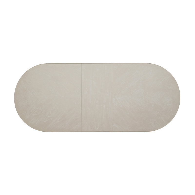 Cerused White Oval Extendable Wood Dining Table
