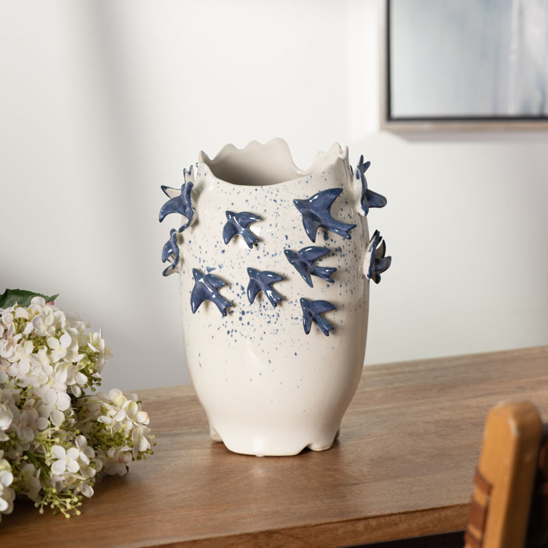 Euphemia Ceramic 3D Bird Novelty Vase, 12" H x 9" W x 9" D