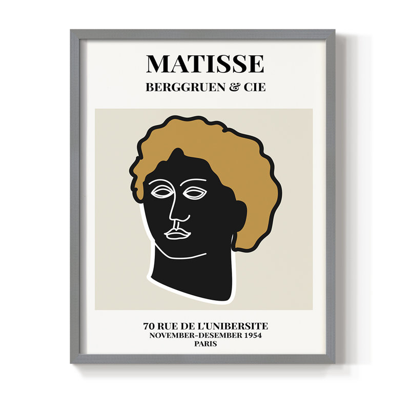 Matisse XLIV Framed Print - Solid Wood, Gray, 10" H x 8" W