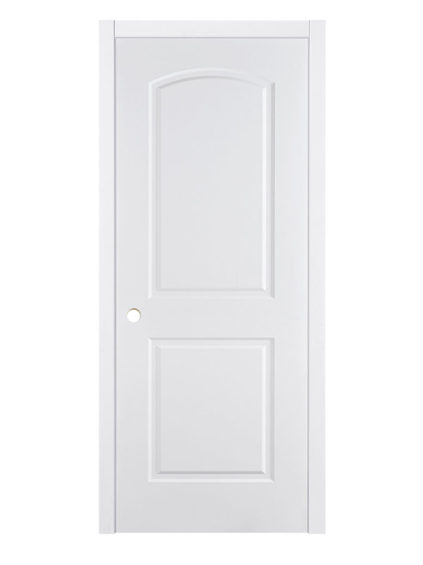2-Panel Arch Knocked Down White Laminated Traditional Interior Door, 18" x 80"