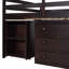 Lit mezzanine double bas avec cabinet, tablettes et bureau portatif à roulettes, lit multifonctionnel-106692046