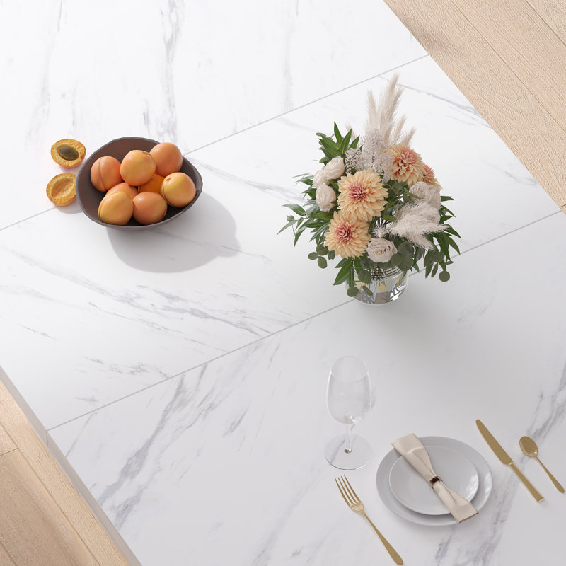 Eclat Faux Marble Dining Table, White, 29.9" H x 63" L x 31.5" W