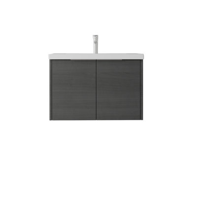 Meuble-lavabo flottant 30 po avec lavabo, porte à fermeture en douceur, évier en céramique, contreplaqué, gris