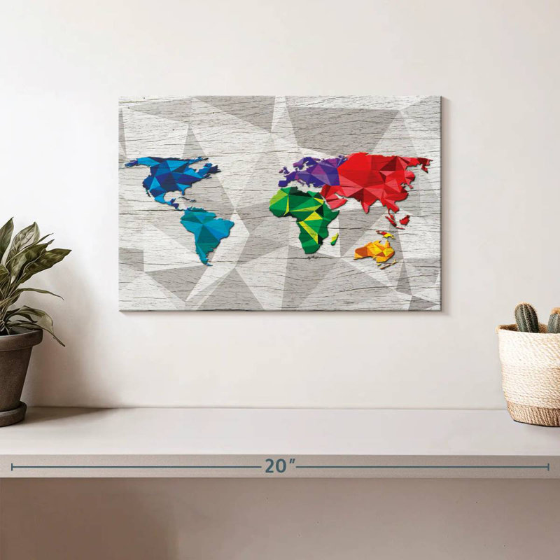 Aliaz Geometric World Map II, 8" H x 12" W