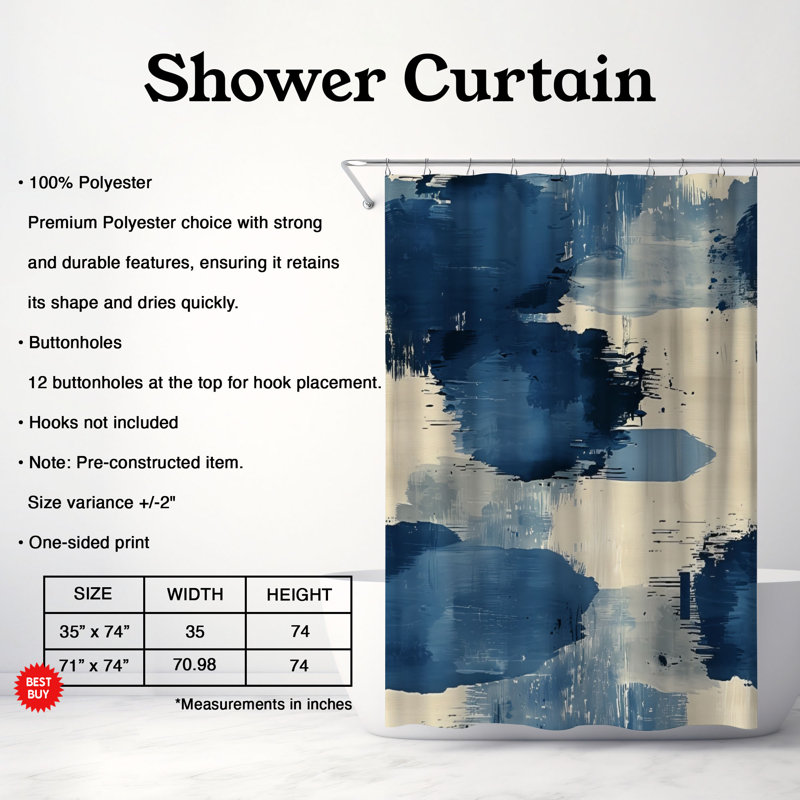 Blue Waves - Premium Shower Curtain, 74"H x 71"W