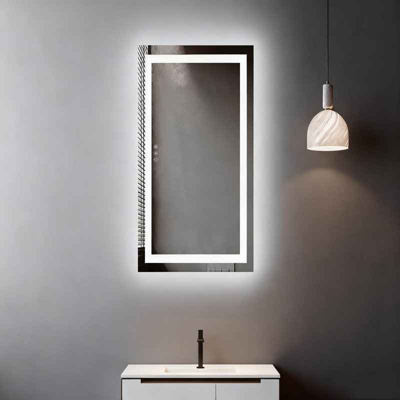 Miroir de salle de bain 72 po x 36 po à DEL avec éclairage à intensité variable et antibuée avec 3 modes de couleurs, fixation horizontale / verticale étanche IP44