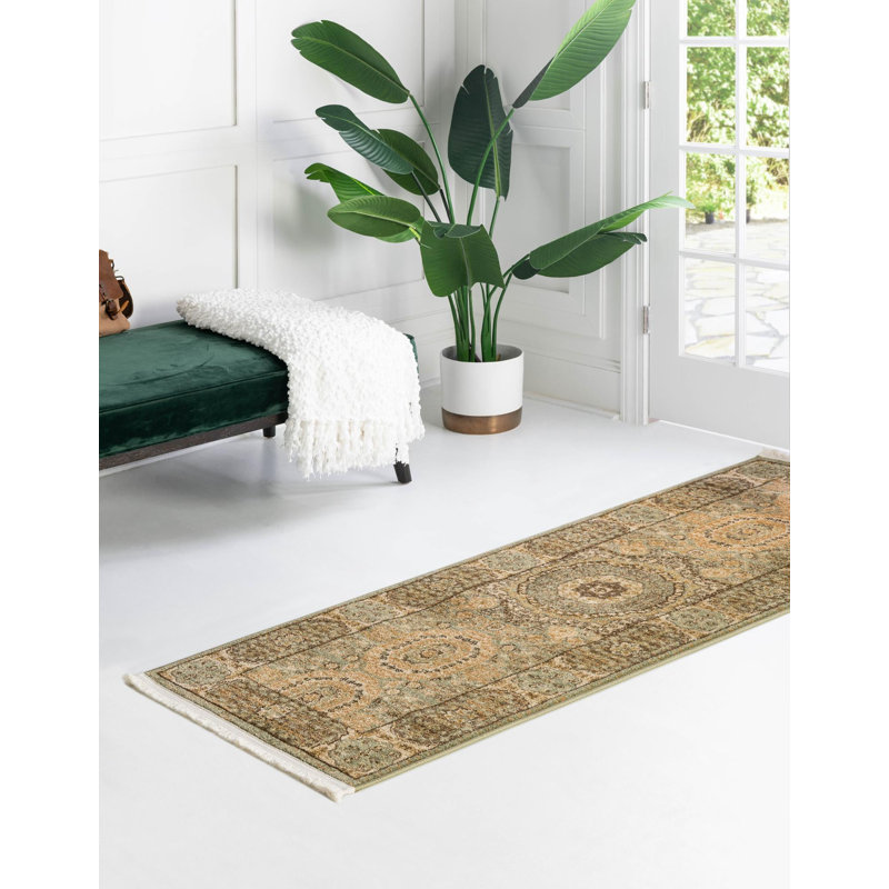 Ophelia Oriental Indoor Rug, Runner 2' x 6'1", Green/Tan