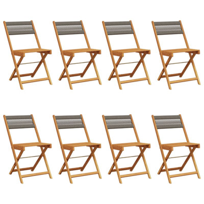 vidaXL Folding Garden Chairs 8 pcs Solid Wood Acacia