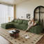 Canapé modulaire de 135 po en velours côtelé, structure double couche, coussin de siège amovible, aucun assemblage requis, convient au salon, à la chambre à coucher, à la salle de conférence, à un appartement, vert