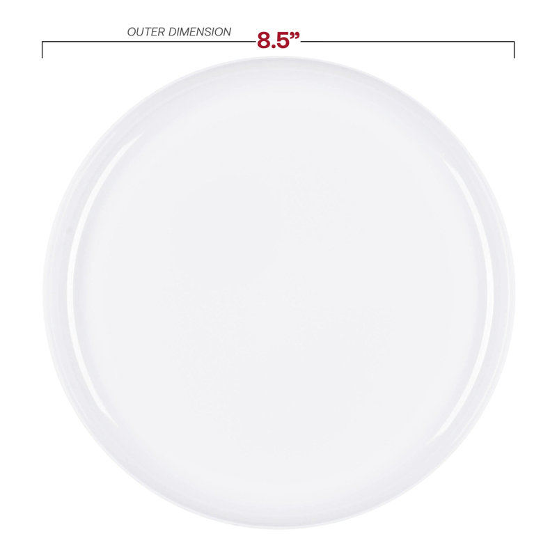 White Flat Round Disposable Plastic Salad Plates (8.5") - 120 Plates