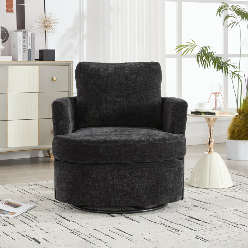 Fauteuil demi-tonneau pivotant à 360 degrés, Noir