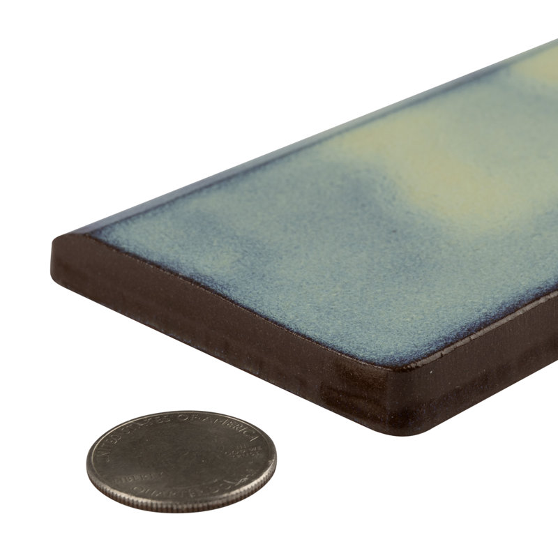 Antic Special 6" x 3" Ceramic Bullnose Tile Trim in Agua Marina