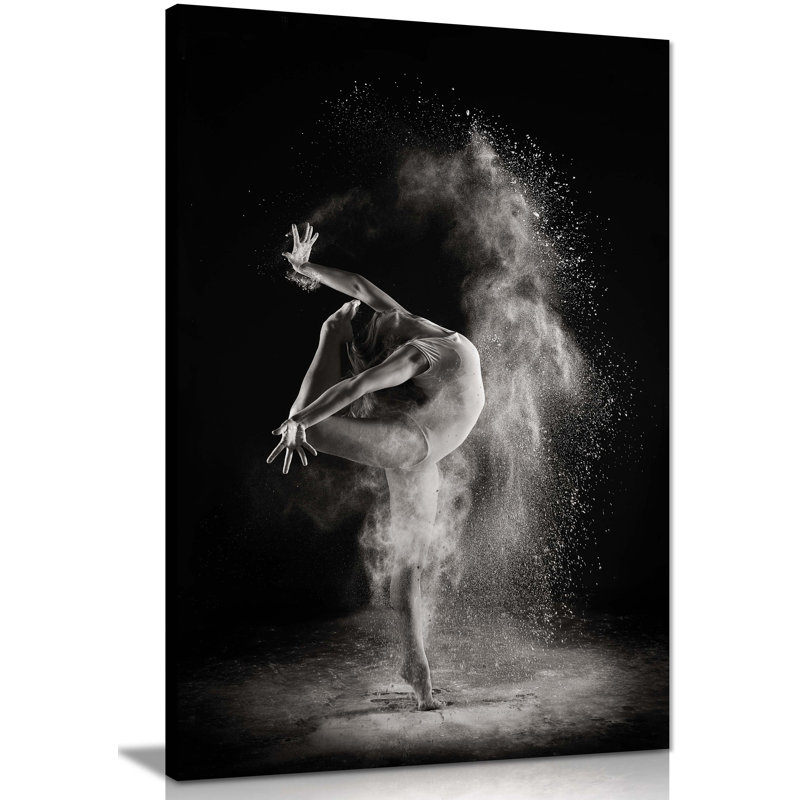 Graceful Ballerina Performance In Light And Shade - Wrapped Canvas Print, 46cm H x 31cm W