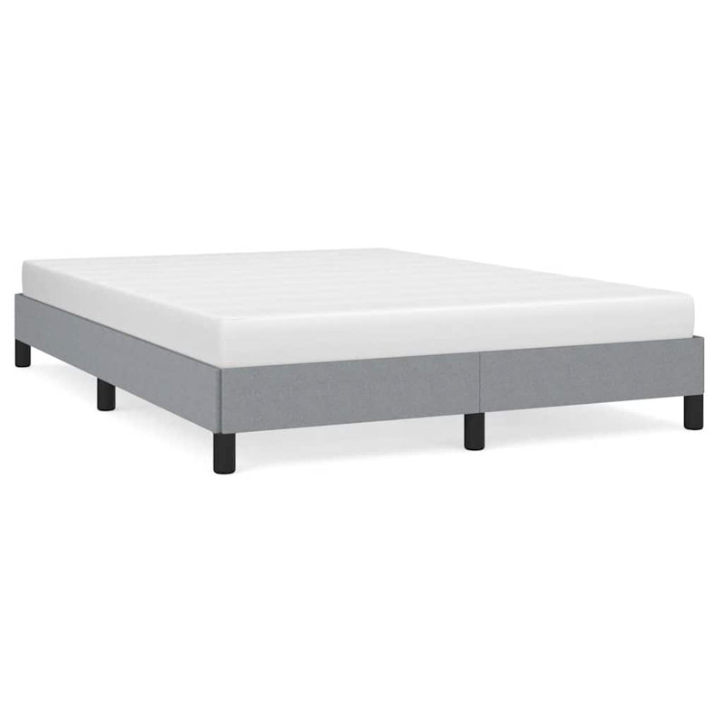 Structure de lit rectangulaire en polyester gris clair avec structure de lit plateforme tapissier, Grand lit, Gris