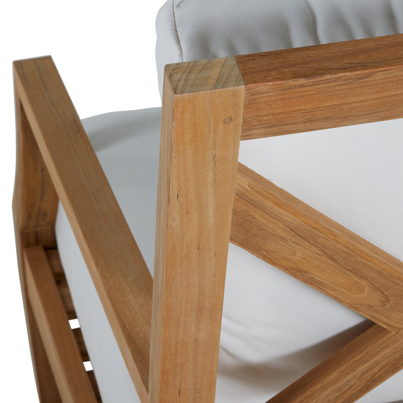Haley Teak Patio Chair with Cushions, Natural Teak, Natural White, No welt + Standard fill