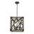 4-light Wood Frame Rectangle Pendant