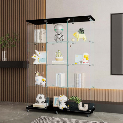 Vitrine extra large à 4 étagères, facile à installer, idéale pour la décoration du salon, de la chambre et du bureau