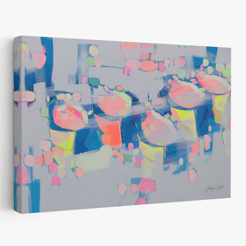 Harbour 2 bleu gris rosé vert art contemporain, H 60 po x l 40 po