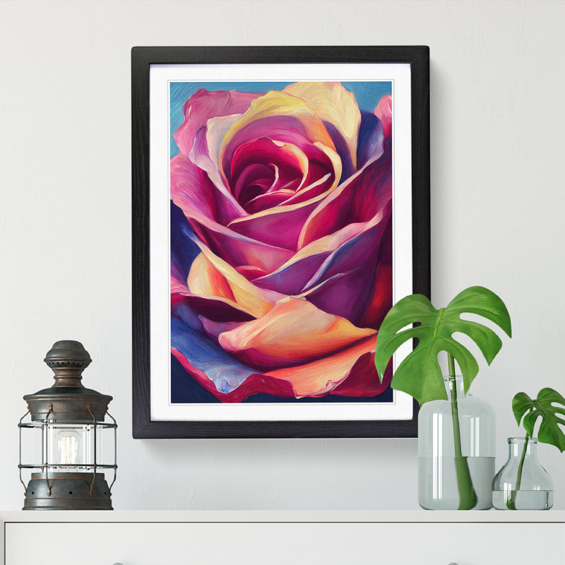 Kinta Rose Flower Painting Vol.2 - Picture Frame Print, 64cm H x 46cm W x 2cm D, Black