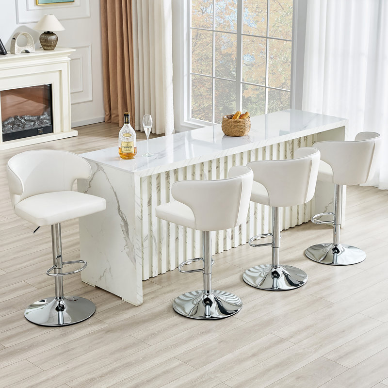 Chaise de bar pivotante réglable moderne avec support à haut dossier, Argent