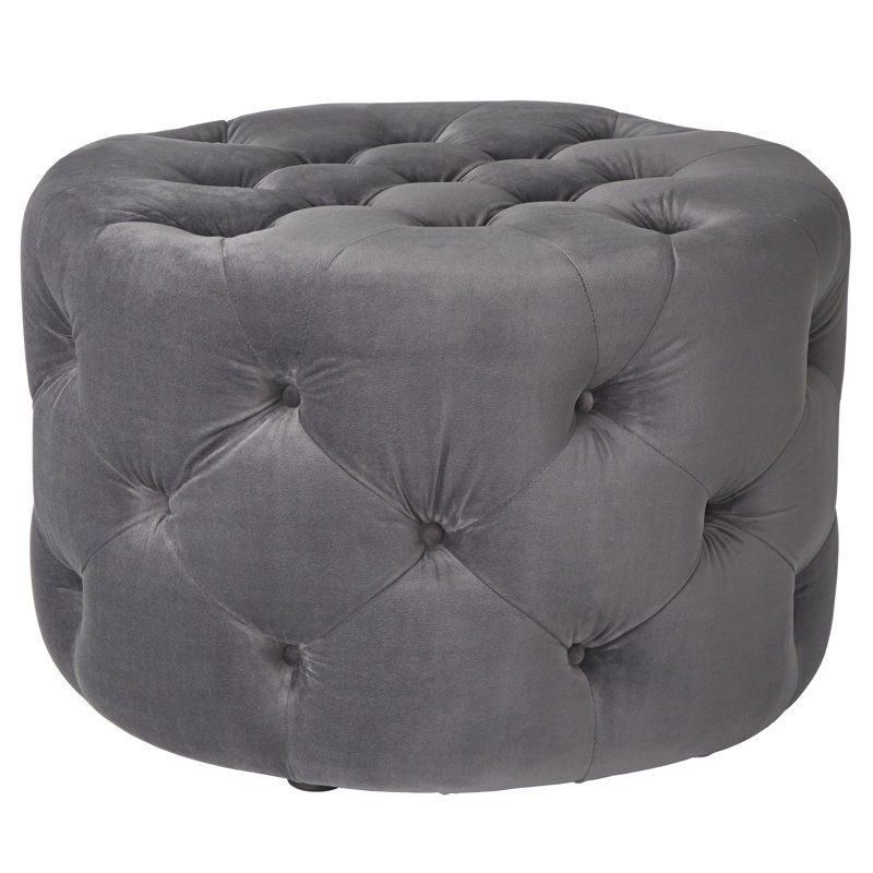 Laforest Velvet Ottoman, Gray Velvet