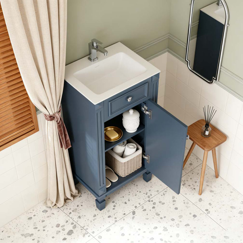 Meuble-lavabo 18 po avec lavabo en céramique, Bleu