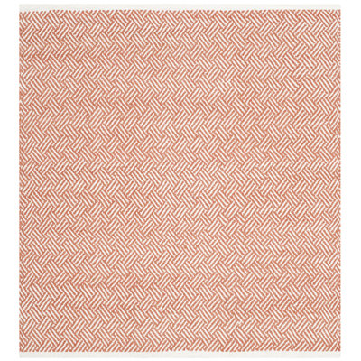 Tapis orange en coton tissé à la main à motif géométrique Evansdale