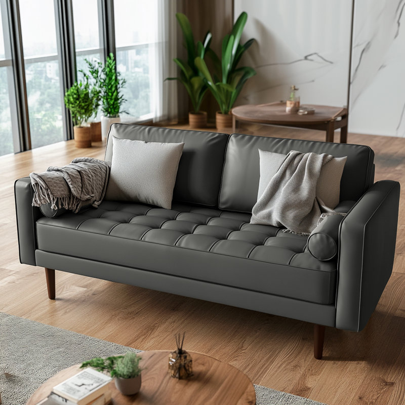Craig 70.1" Faux Leather Sofa, Gray