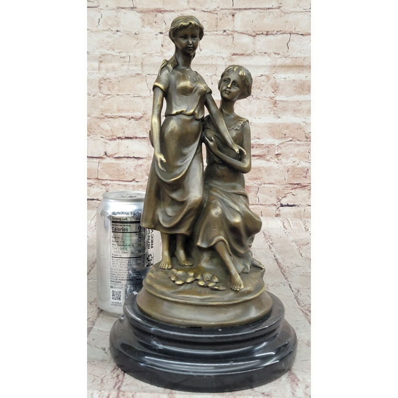 Sculpture en bronze de deux soeurs - "Family and Friendship", décor d'art original signé Milo