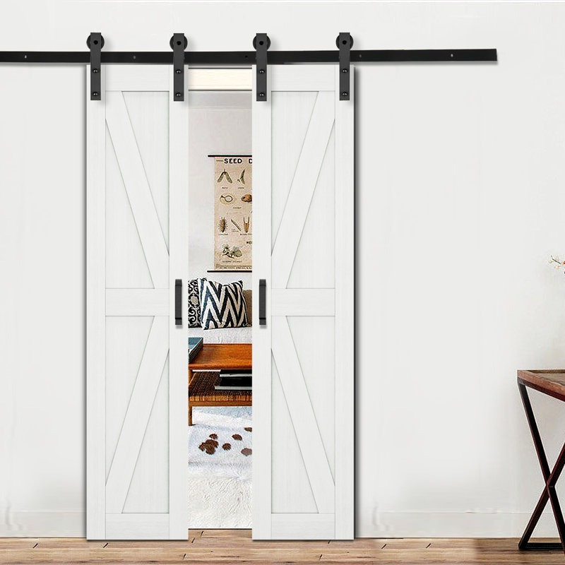 Porte de grange double 84 po avec quincaillerie 7 pi, 36 po x 84 po, Blanc