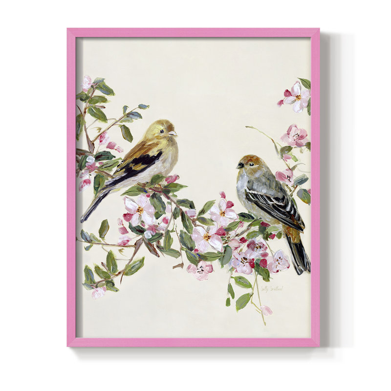 Songbird Duo II, reproduction encadrée - bois massif, H 21 po x l 17 po, Rose