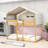 Twin Over Twin Wooden House-Shaped Bunk Bed With Tent Design-1632210921