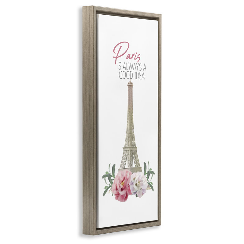 "Paris, bonne idée", tour Eiffel, encadrée par Kim Allen, Cadre flottant orme Montalcino, H 25 po x l 11 po