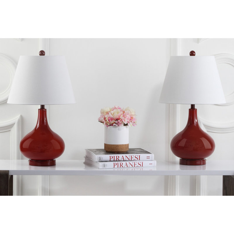 Akeim Glass Table Lamp, Chinese Red
